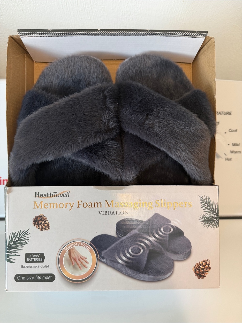 HealthTouch Gray Memory Foam Massaging Slippers